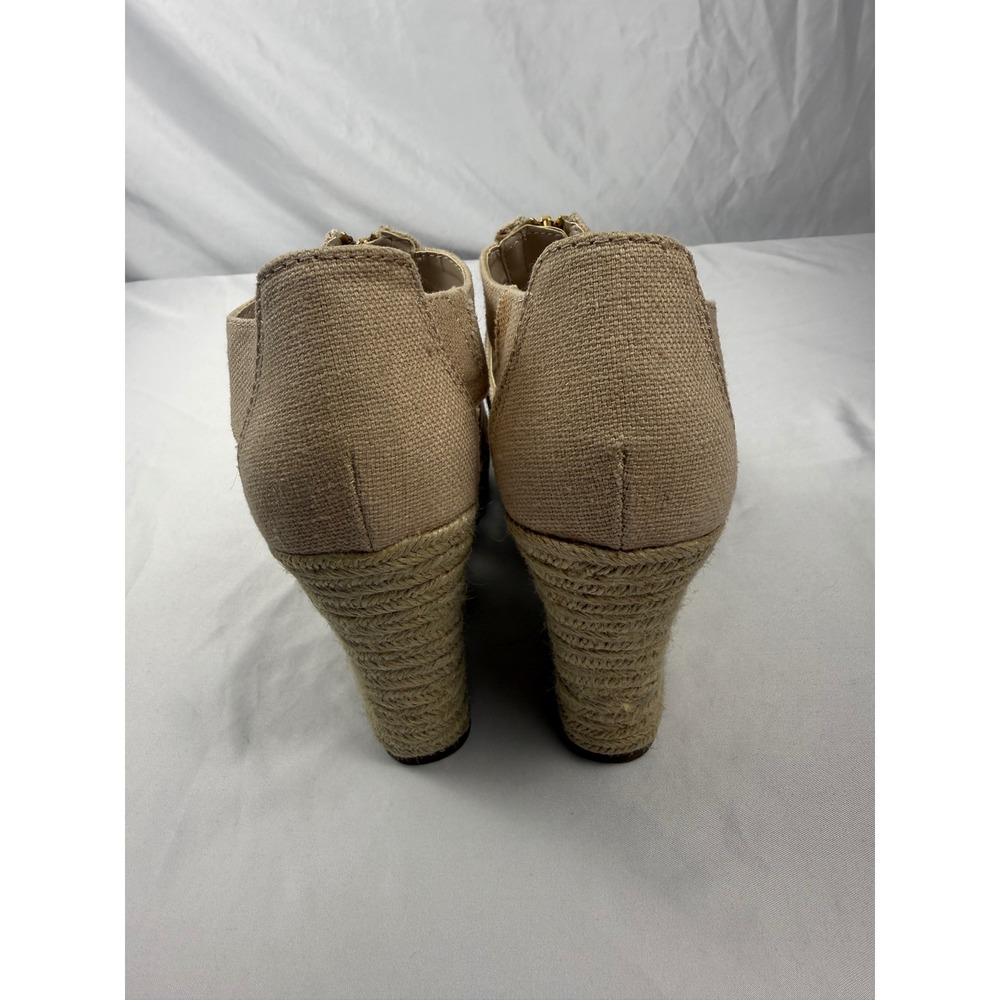 Merona Size 8.5 Beige Canvas‎ Espadrille Wedge Sandals Back Zip - Picture 3 of 7